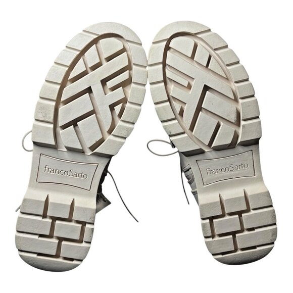 Franco Sarto Off-White / Cream Mid Calf Combat Boots Womens Sz 8 Water Resistant - Picture 9 of 10